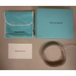 A Tiffany & Co 925 silver mesh design fixed bracelet  boxed
