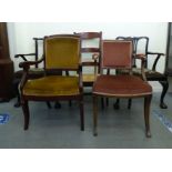 19thC chairs  variously framed and styled: to include a pair of Chippendale design, stained mahogany