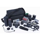 A Pentax ME Super camera; and accessories