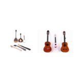 Two Valencia child's guitars; and other stringed instruments