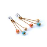 Faberge: a pair of enamel, diamond and 18ct gold earrings