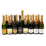 Twenty-two bottles of mixed Champagne and Cava
