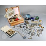 Collection of vintage costume jewellery including Danish sterling silver ring, brooches,