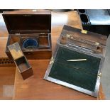 A Victorian rosewood tea caddy with two inner compartments flanking a bowl-aperture, to/w a rosewood