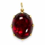 LARGE ANTIQUE GARNET GOLD PENDANT