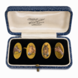 PAIR OF ENAMEL HORSE GOLD CUFFLINKS