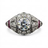 EDWARDIAN DIAMOND AND RUBY RING
