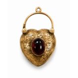 VICTORIAN GARNET HEART LOCKET PADLOCK