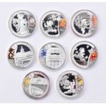 VR China 8x 10 Yuan Farbmünzen