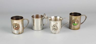 4 versilberte Henkelbecher um 1900 u.a.