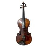 A 4/4 German violin, late 19th / early 20th century, with two piece back, 14" long, bridge