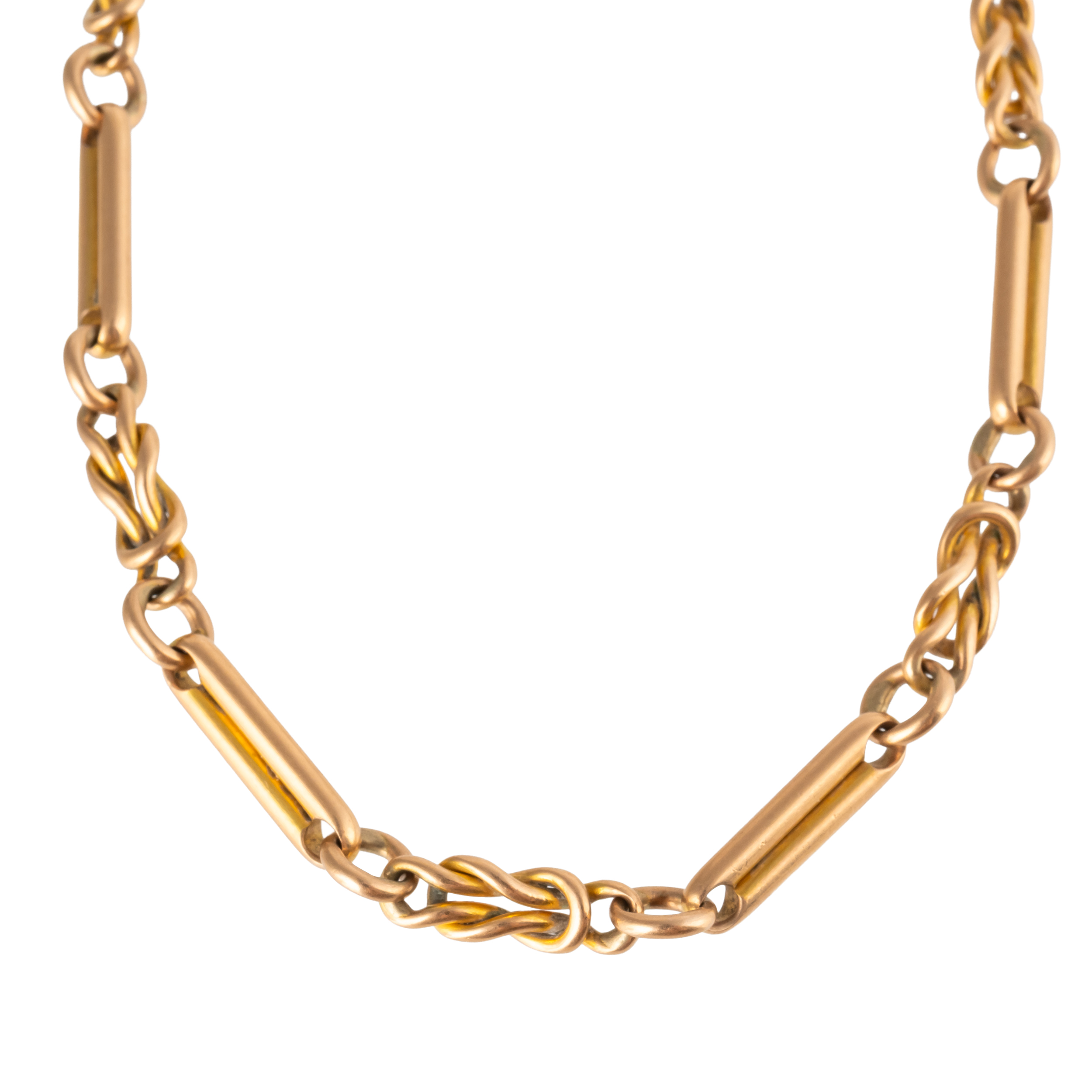 Chainin A BROKEN SECTION OF FANCY LINK CHAINIn 15ct gold, measuring 30.5cm in ...