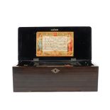 A SWISS INLAID WALNUT MECHANICAL MUSIC BOX PLAYING EIGHT AIRES