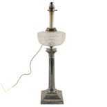 A SILVER PLATED TABLE LAMP