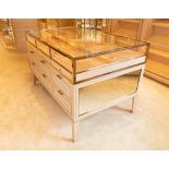 A CHROME BOUND RECTANGULAR FREE STANDING JEWELLERY CABINET (2)