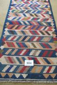 A South West Persian Qashqai Kilim rug, colourful zig zag stripes. 160cm x 85cm approx. Condition