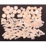 Chinese export mother of pearl gaming counters, one hundred and forty five, comprising forty eight