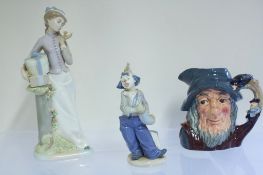 3 porcelain figurines Nadel & Nao to include a Royal Doulton character jug