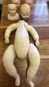 Group of Vintage Baby Doll Heads and Body