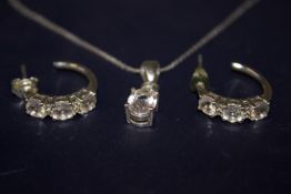 Sterling silver earring & necklace set with morgan