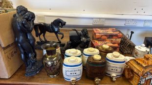 Group of decorative ornaments and spirit barrels