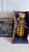 Two Doctor Who boxed character toys, including Christmas Adventure Set and Dalek