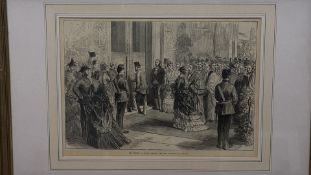 Framed Victorian engraved print, The Prince of Wales Opening the New Townhall, at Bolton
