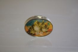 Silver enamel pill box kittens