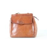 Ghibli Italian Brown Leather Tote Bag with Elephant Logo Patch