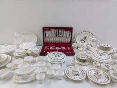 Tableware to include two Royal Worcester part dinner and tea services in Gold Chantilly pattern, a