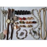 A quantity of costume jewellery to include a Circa 1960's white metal cameo brooch signed by Giorgio