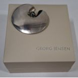 Georg Jensen- A 1950's inspired silver Water Lily brooch No.351 with inset hematite bead, total