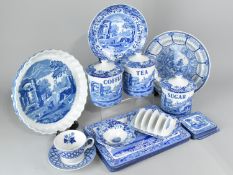 A Collection of Contemporary Spode Blue and White to Comprise Italian Blue Coffee, Tea and Sugar