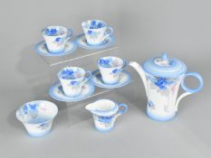 An Early 20th Century Shelley Phlox Part Coffee Set to Comprise Coffee Pot, Four Cups, Four Saucers,