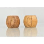 Robert 'Mouseman' Thompson of Kilburn - Two Carved Oak Napkin Rings with Signature Mouse, 4cm high