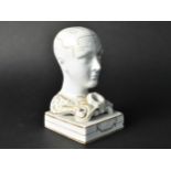 A 19th Century Staffordshire Phrenology Head, Inkwell C.1850-1870, White Glazed with Sentiments