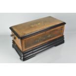 A Late 19th Century Swiss Interchangeable Three Cylinder Music Box, the Walnut and Ebonised Case