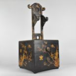 A Japanese Meiji Period Lacquered and Metal Mounted Vanity Box with Mirror Stand, the Cubical Base