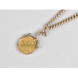 A George V 1911 Half Sovereign Mounted in a 9ct Rose Gold Frame and Supported Upon an Antique 9ct