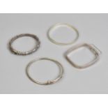 A Collection of Four Silver Bangles to include Hinged Bamboo Example Hallmarked for Birmingham 1977,