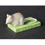 A 19th Century Staffordshire Pottery Study of a Mouse on Rectangular Base, 7x4.5x4cm