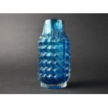 Geoffrey Baxter Whitefriars, Pineapple/Pinecone Vase No.9731, Kingfisher Blue Colourway, height 17.
