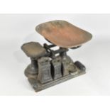 A Late Victorian/Edwardian Kitchen Scales and Weights Set on Matching Tray, 31cms Wide