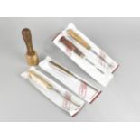 A Collection of Four Mike Davies Woodworking Chisels and a Matching Mike Davies Mallet