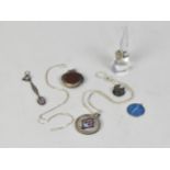 A Collection of Silver Jewellery to Comprise Large Victorian Spinning Fob with Carnelian and