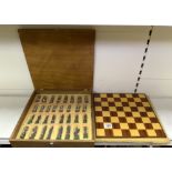 VINTAGE METAL PIECE CHESS SET WITH WOODEN BOARD - 35 X 35 CM - MEDIEVAL STYLE