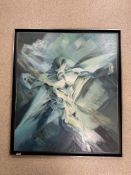 CAROLINE KALBERER (1980S) LARGE OIL ON CANVAS ABSTRACT 98 X 114CM