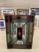 ANTIQUE STAINED GLASS LANTERN LIGHT 26CM