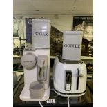 NESPRESSO COFFEE MACHINE WITH BREVILLE TOASTER AND TEA AND COFFEE CONTAINERS