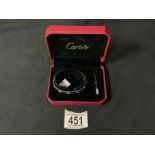 A BOXED CARTIER STYLE LOVE BANGLE, STAMPED TO INTERIOR '18 750 CARTIER 112855' WITH SCREWDRIVER,